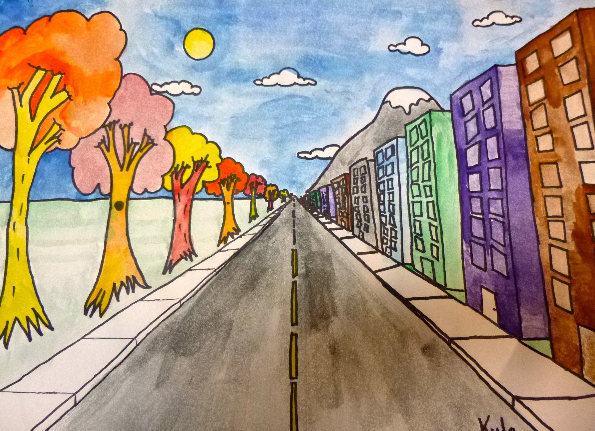 Нарисовать рисунок улицы. Пейзаж города линейная перспектива. Перспектива рисунок. Город рисунок. Городской пейзаж рисунок.
